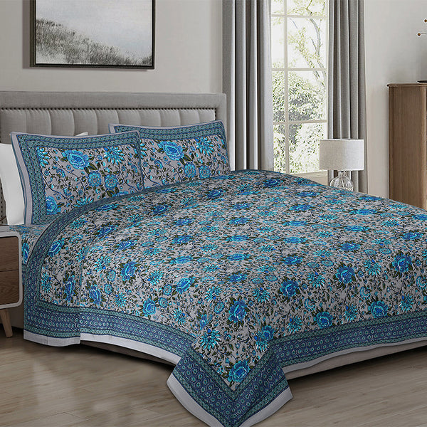 Buy Alderidge Floral Printed Bedsheet - Blue Bedsheets from Vaaree