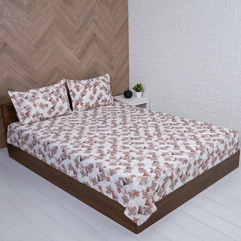 Buy Borva Geometric Bedsheet - Brown Bedsheets from Vaaree