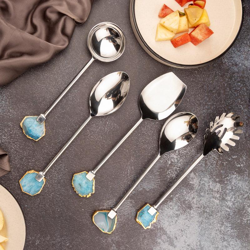 Buy Nora Agate Cake Server (Turquoise) - Five Piece Set Serving Spoon from Vaaree