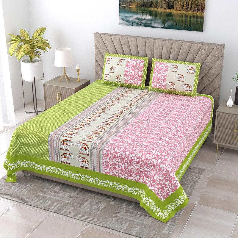 Buy Hridika Floral Bedsheet - Green Bedsheets from Vaaree