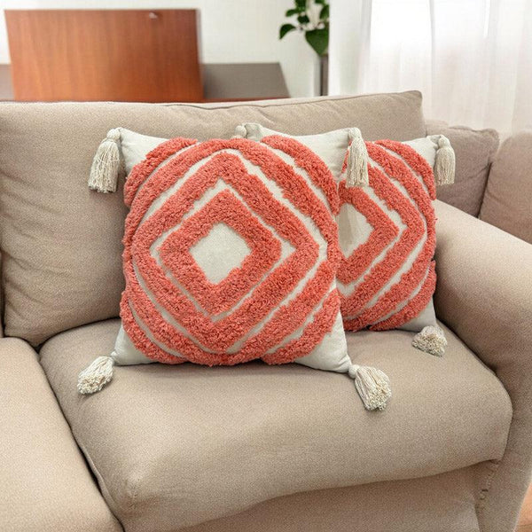 Buy Kester Tufted Cushion Cover (Peach) - Set Of Two Cushion Cover Sets from Vaaree