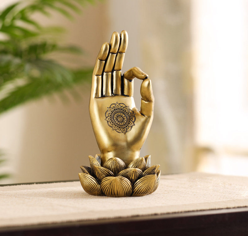 Buy Ornate Buddha Lotus Palm Showpiece Showpieces from Vaaree