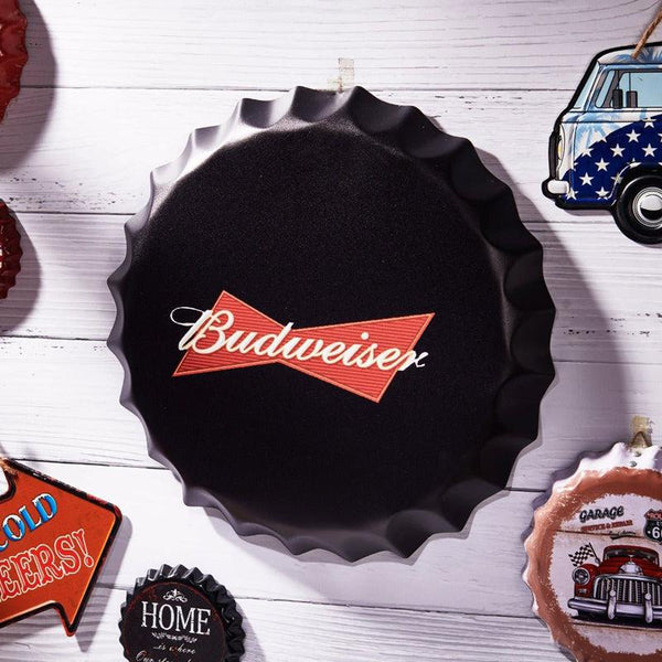 Budweiser Black Bottle Cap Wall Accent