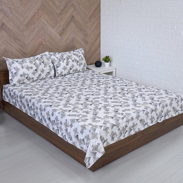 Buy Borva Geometric Bedsheet - Grey Bedsheets from Vaaree