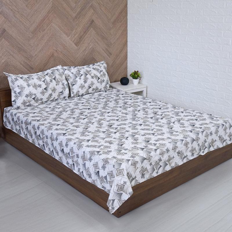 Buy Borva Geometric Bedsheet - Grey Bedsheets from Vaaree