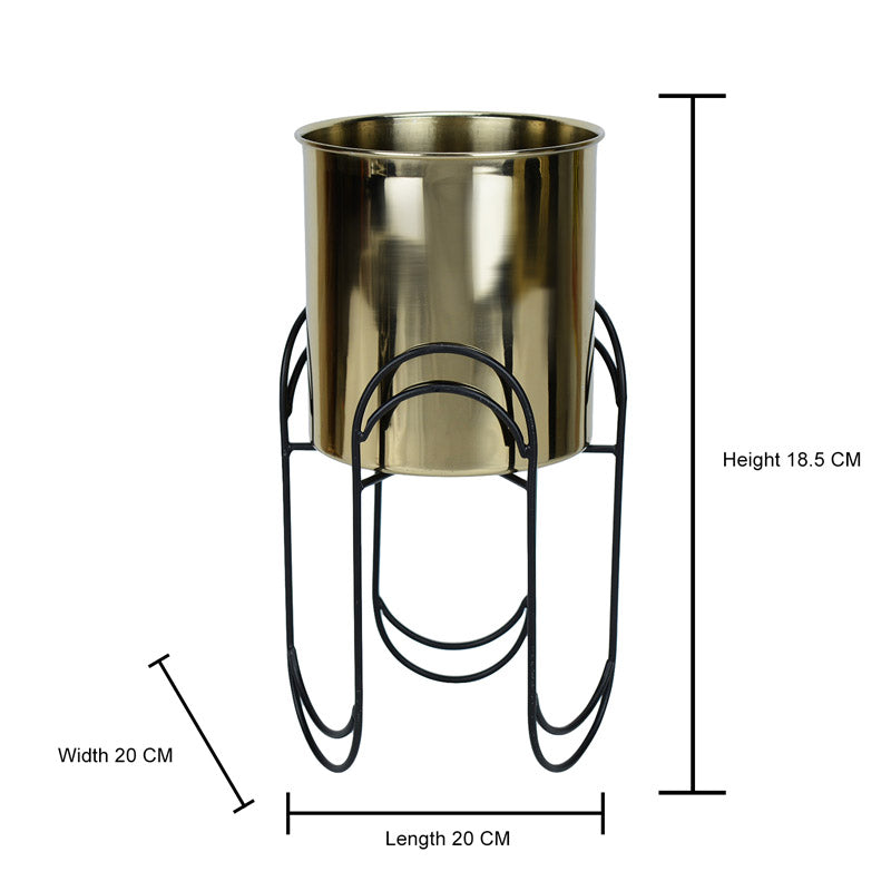 Buy Vyra Stainless Steel Planter - Gold & Black Pots & Planters from Vaaree