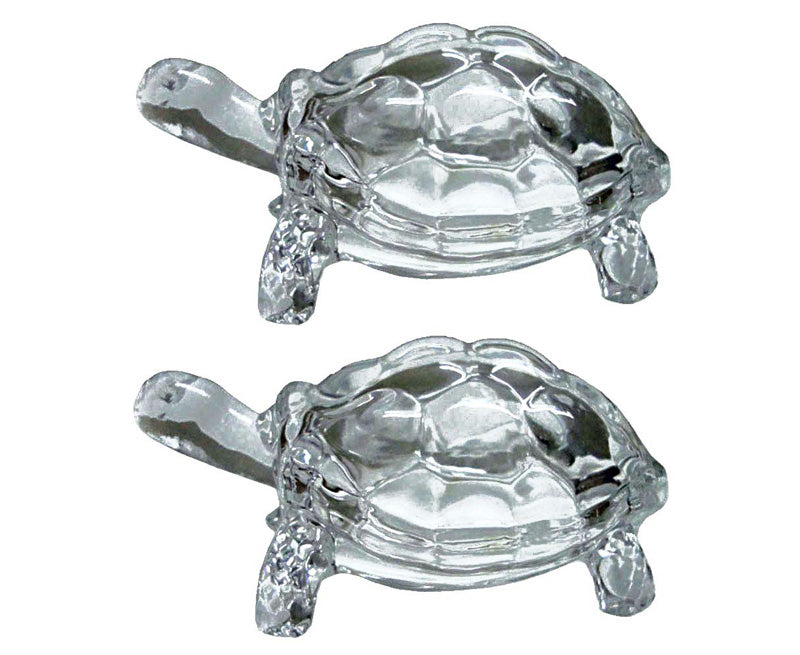 Buy Vastu Crystal Glass Turtle Showpiece - Set Of Two Showpieces from Vaaree