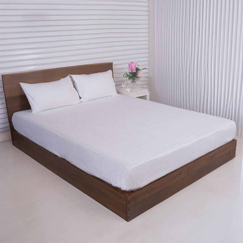 Buy Adalyn Striped Bedsheet - Off White Bedsheets from Vaaree