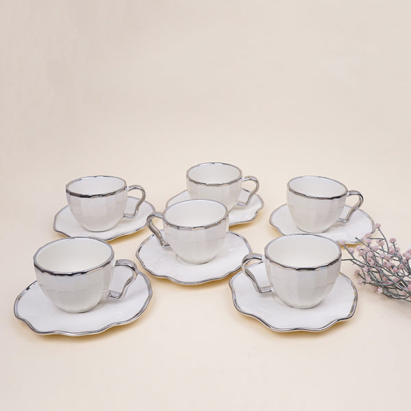 Buy Atte White Cup & Saucer (200 ML) - Twelve Piece Set Mug from Vaaree