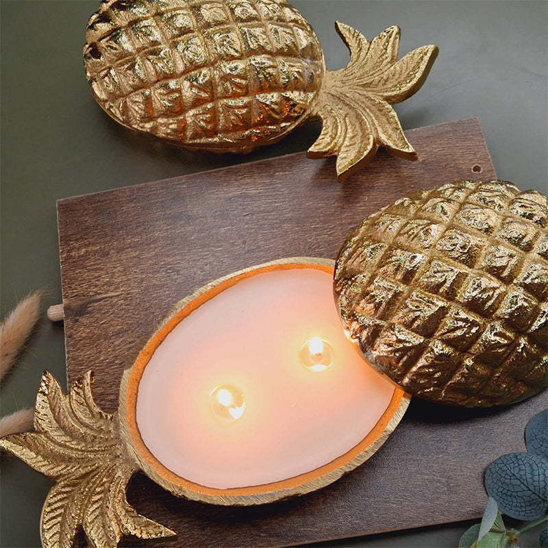 Buy Luxe Pineapple Oudh Scented Candle - Gold Candles from Vaaree