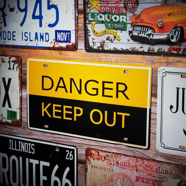 Danger Keep Out Yellow Sign Plate Wall Accent