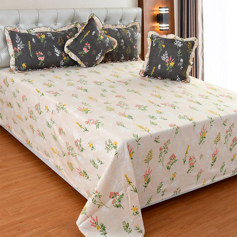 Buy Liamo Frilled Floral Bedding Set - Five Piece Set Bedding Set from Vaaree