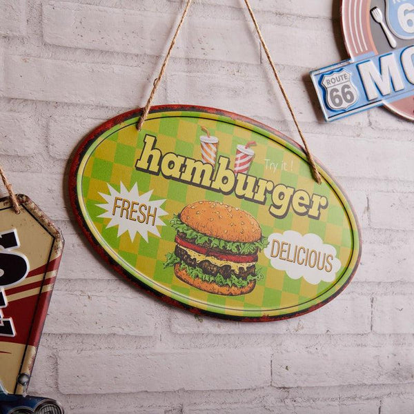 Buy Fresh & Delicious Hamburger Metal Wall Accent Wall Accents from Vaaree