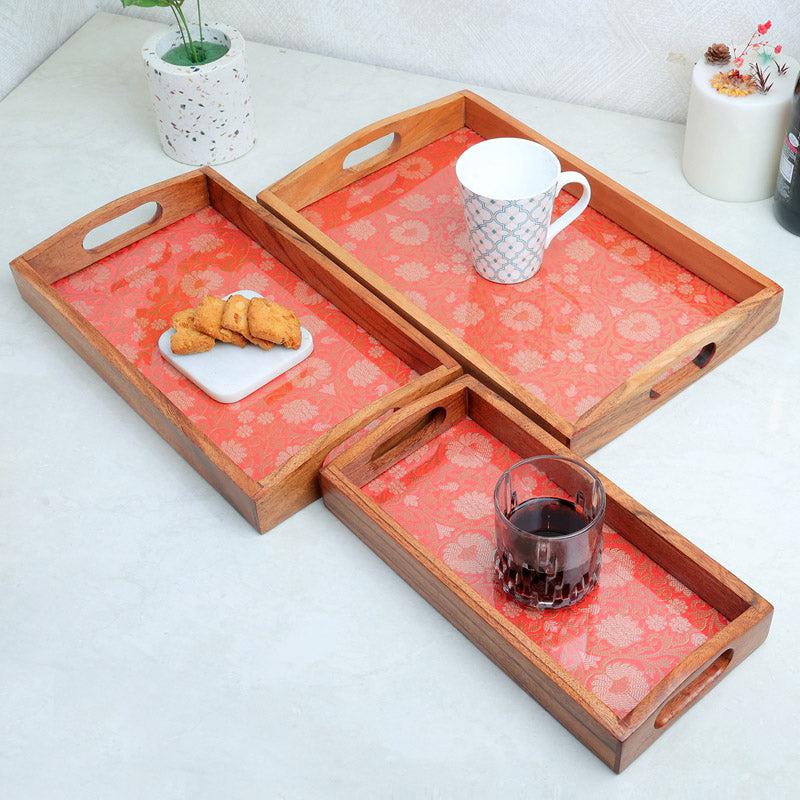 Buy Crimsa Bloom Serving Tray - Set Of Three Serving Tray from Vaaree