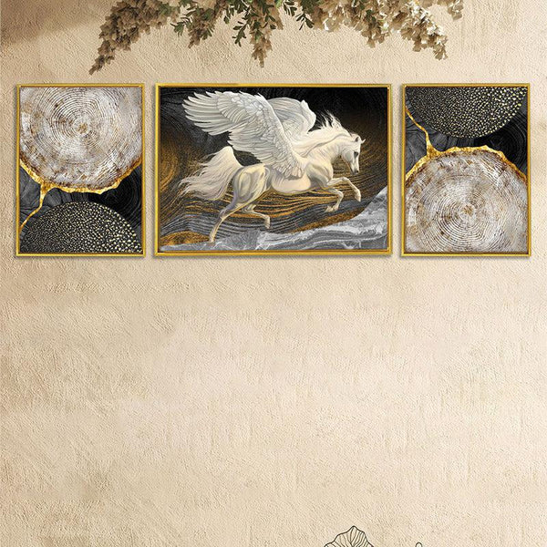 Buy Cassie Golden Wall Art - Set Of Three Wall Art & Paintings from Vaaree