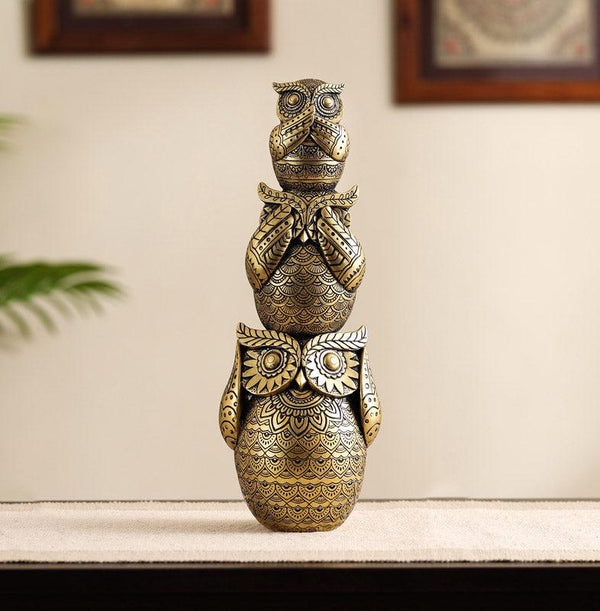 Buy Three Wise Owl Ornate Showpiece Showpieces from Vaaree