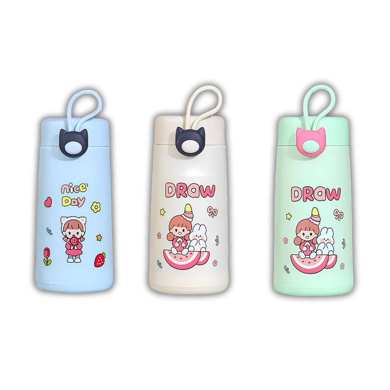 Bottle - Drow Rainbow Kids 300 ML Water Bottle (White/Green/Blue) - Set Of Three