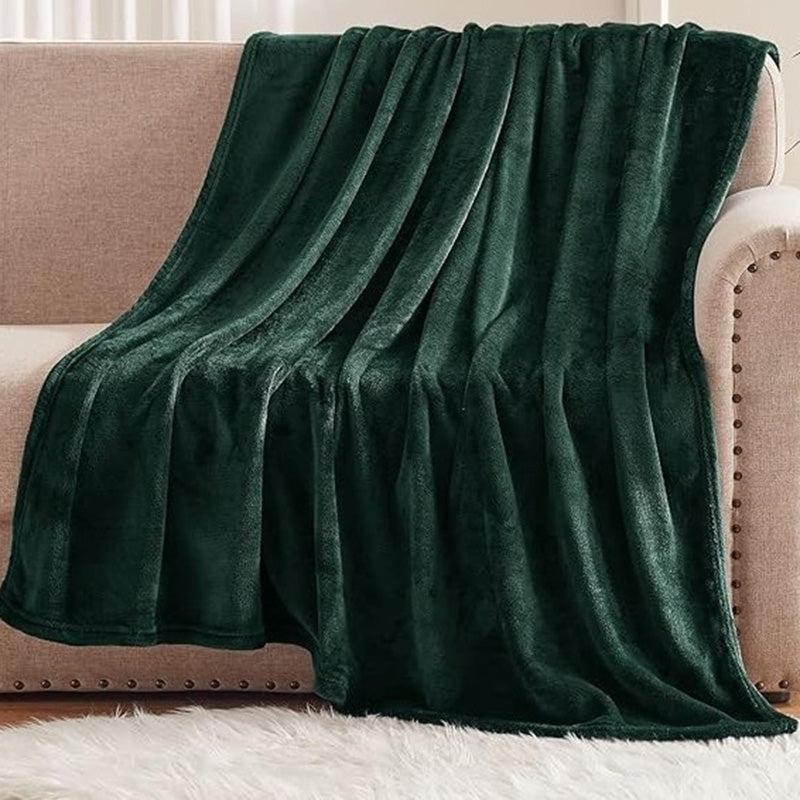 Buy Sarva Solid Knitted Cotton Flannel Blanket (Dark Green) - 190 GSM Blankets from Vaaree