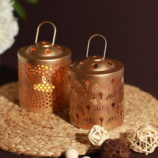 Buy Eba Lantern Tealight Candle Holder - Set Of Two Tea Light Candle Holders from Vaaree