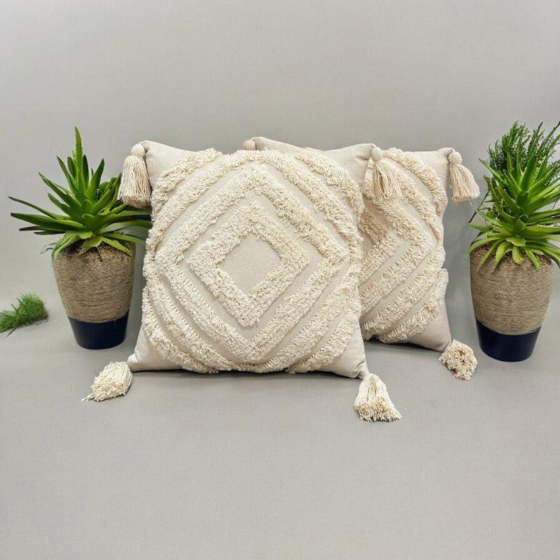 Buy Kester Tufted Cushion Cover (White) - Set Of Two Cushion Cover Sets from Vaaree