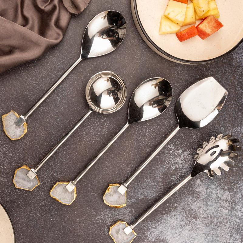 Buy Nora Agate Cake Server (White) - Five Piece Set Serving Spoon from Vaaree