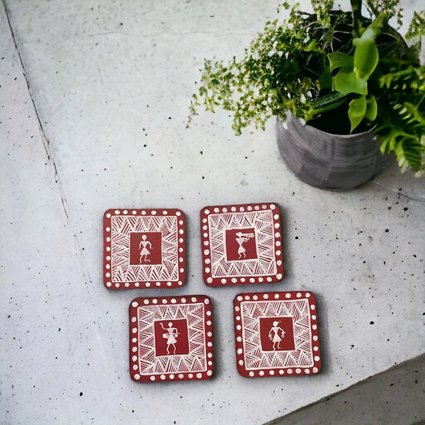 Coaster - Shilova Handcrafted Coaster (Red) - Set Of Four