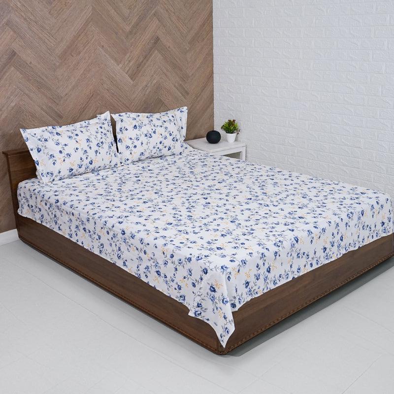 Buy Ramisa Floral Bedsheet - Blue Bedsheets from Vaaree