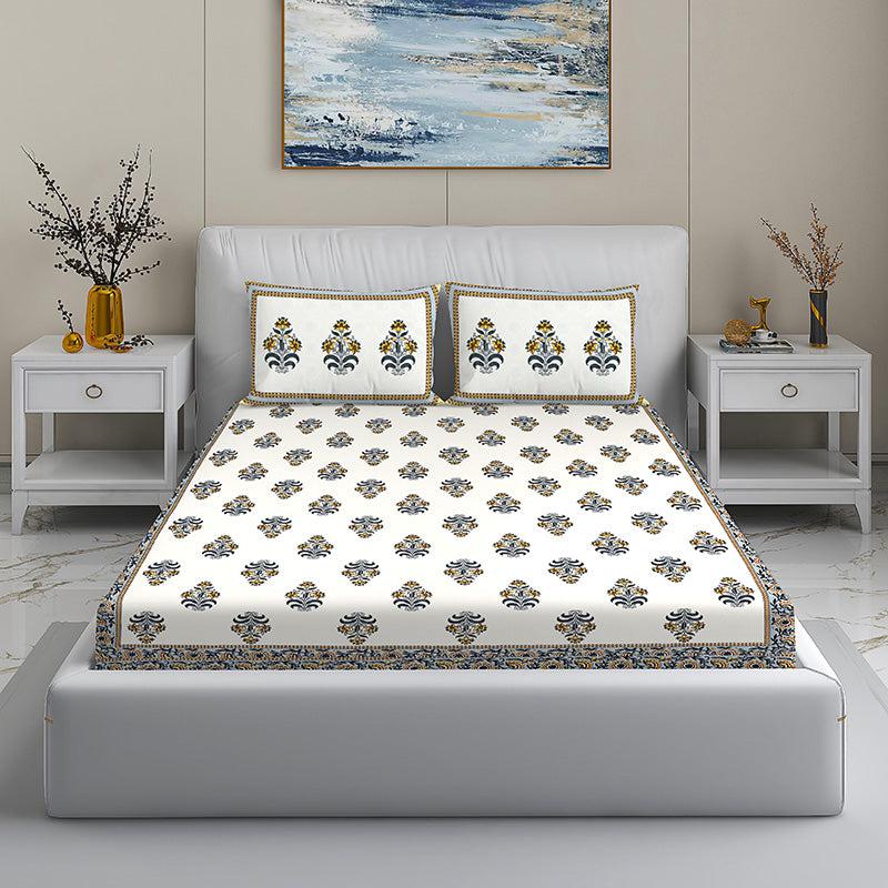 Buy Jalore Ethnic Bedsheet - Yellow Bedsheets from Vaaree