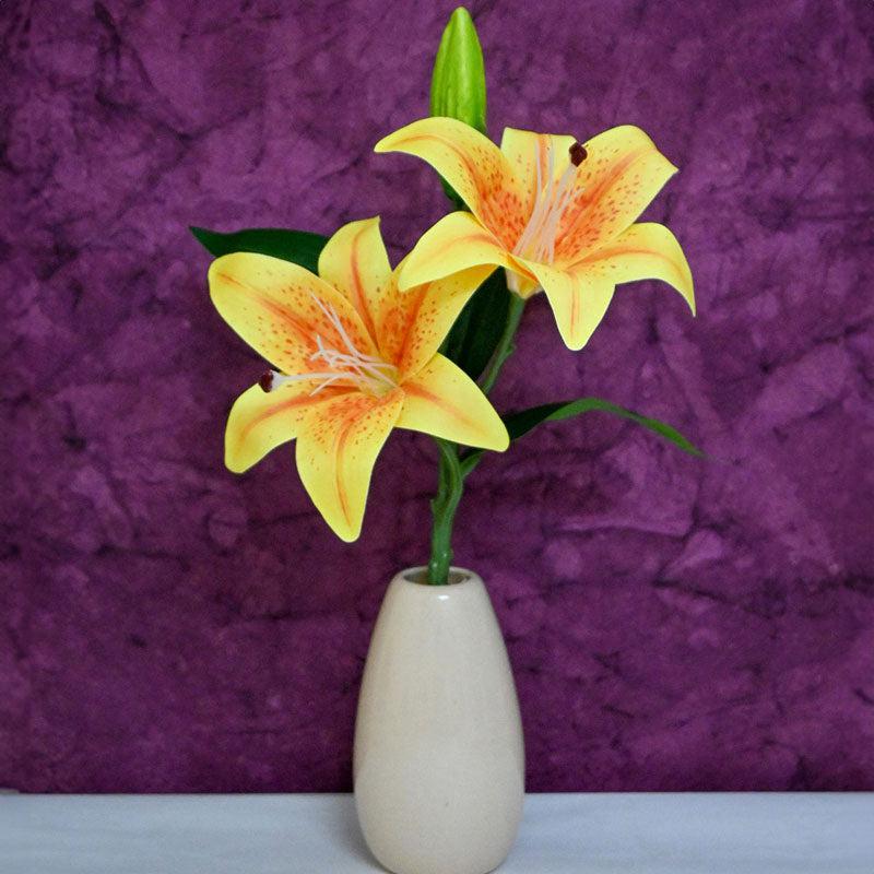 Buy Faux Everlasting Lily Flower Stick - Yellow & Orange Artificial Flowers from Vaaree