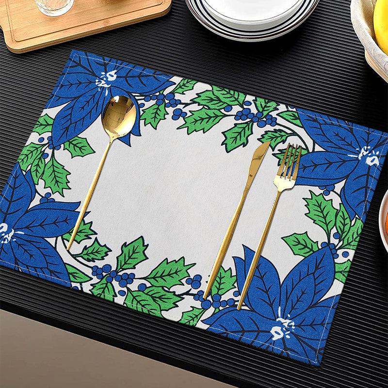 Buy Acora Floral Placemat (Blue) - Set of Six Table Mats from Vaaree