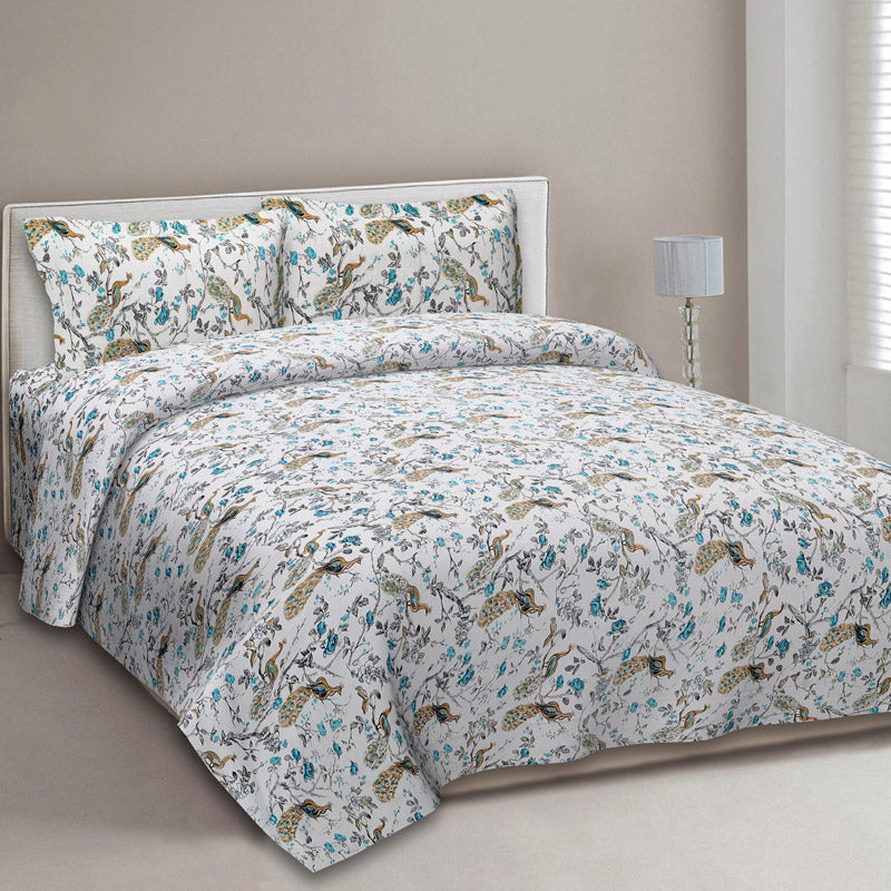 Buy Plume Floral Bedsheet - Green & Blue Bedsheets from Vaaree