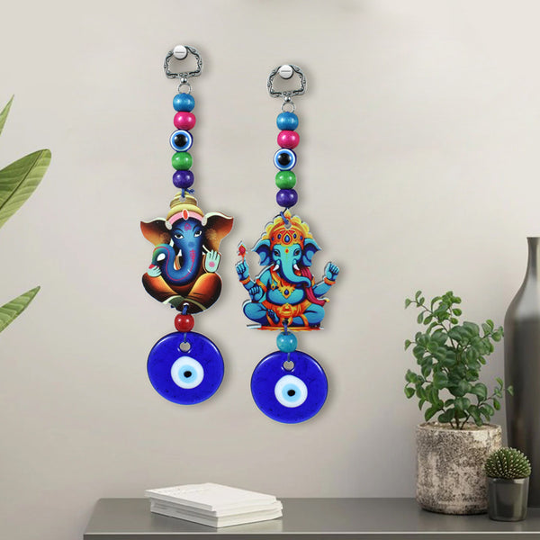 Wall Accents - Ganesha Gajendra Evil Eye Wall Hanging - Set Of Two