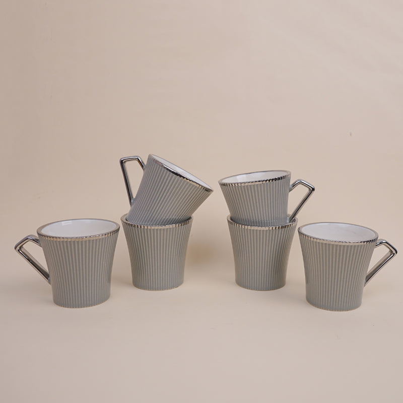 Buy Thira Grey Ceramic Cup (180 ML) - Set Of Six Mug from Vaaree