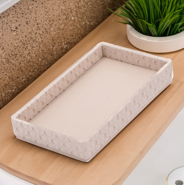 Buy Lorae Vegan Leather Bathroom Tray - Beige Accessories & Sets from Vaaree