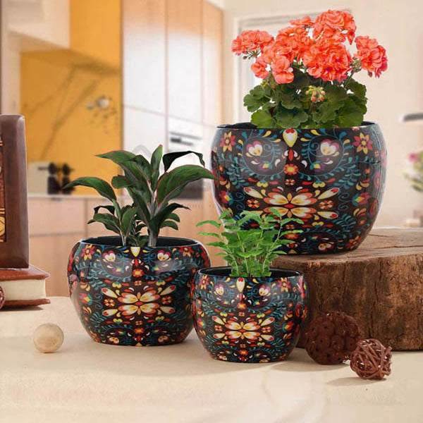 Buy Amidona Ethnic Handcrafted Planter - Set Of Three Pots & Planters from Vaaree