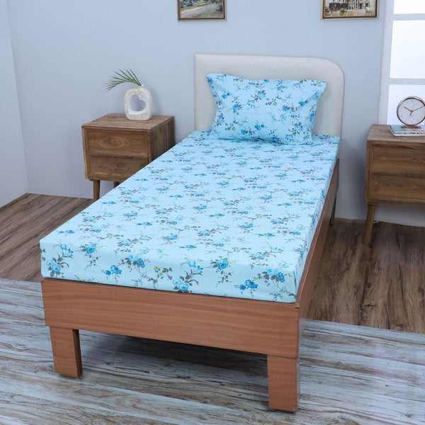 Buy Esmeralda Floral Printed Bedsheet - Blue Bedsheets from Vaaree