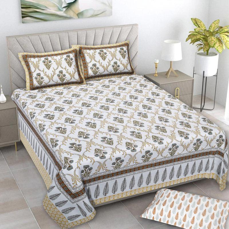 Buy Giselle Floral Bedsheet - Beige Bedsheets from Vaaree