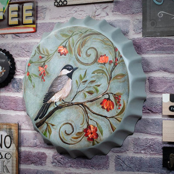 Buy Grey Themed Bird Bottle Cap Wall Accent Wall Accents from Vaaree