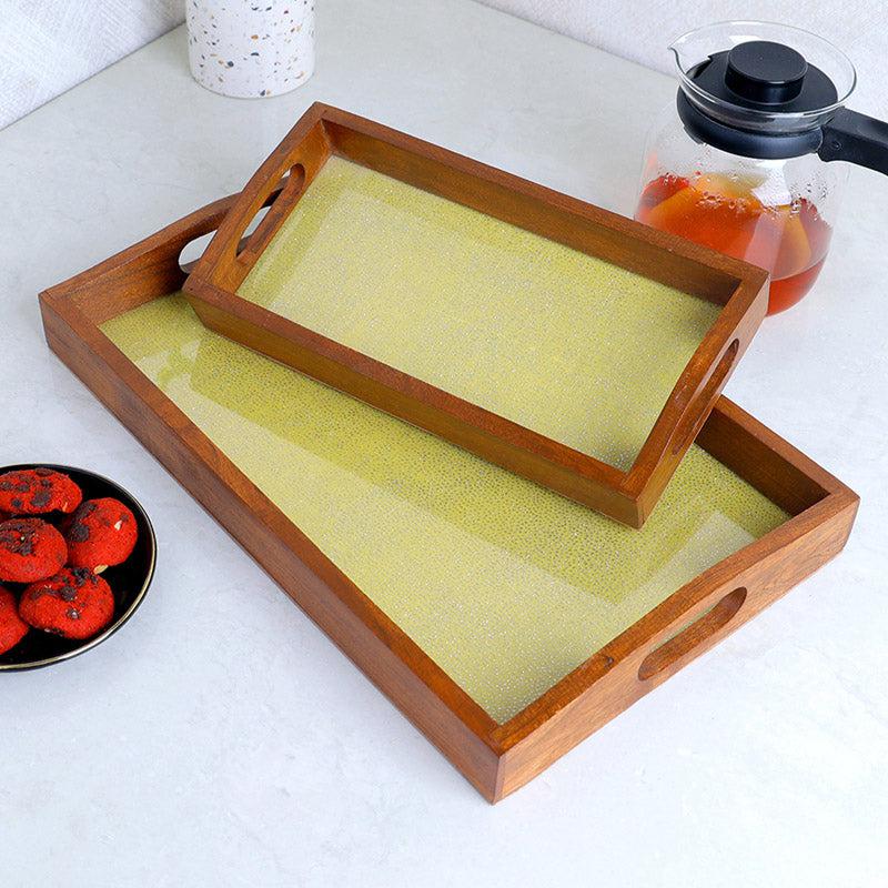 Buy Alma Ethnic Serving Tray (Yellow) - Set Of Two Serving Tray from Vaaree