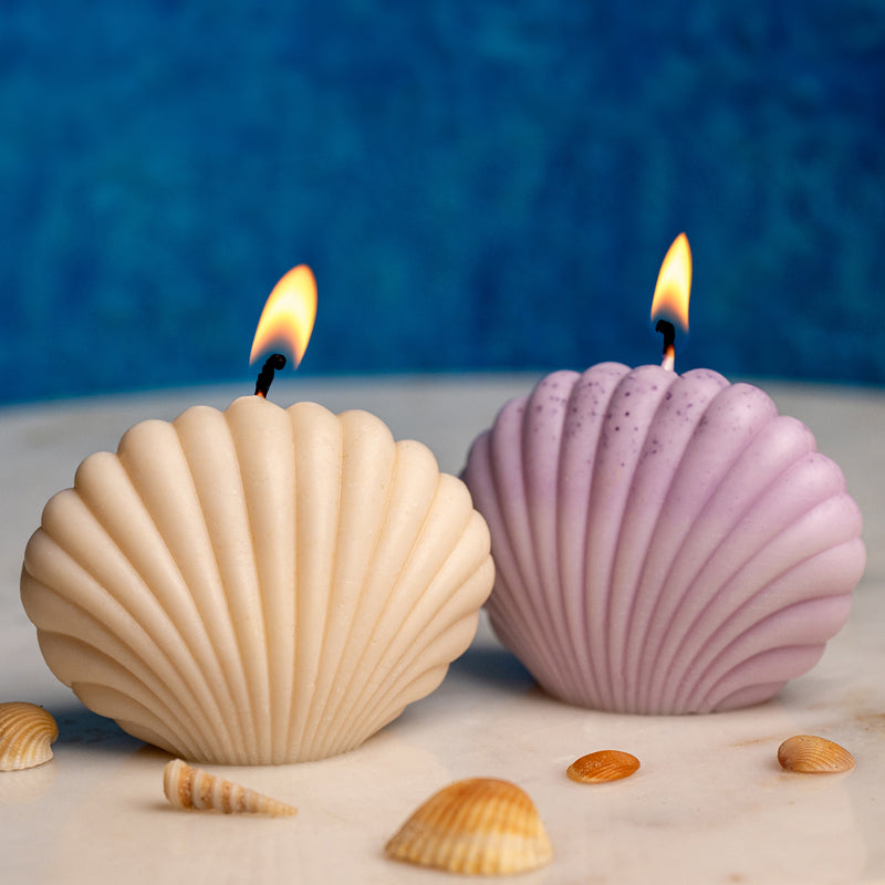 Buy Seashell Lavender Scented Candle - Set Of Two Candles from Vaaree