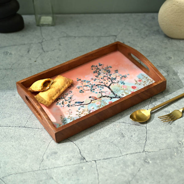 Buy Niya Light Walnut Serving Tray Serving Tray from Vaaree