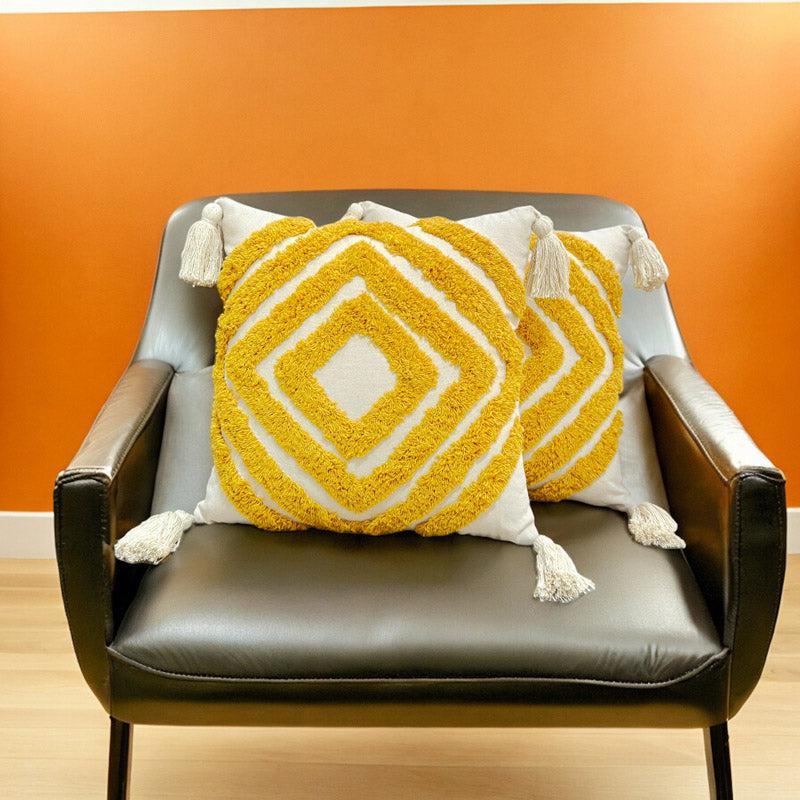 Buy Kester Tufted Cushion Cover (Yellow) - Set Of Two Cushion Cover Sets from Vaaree