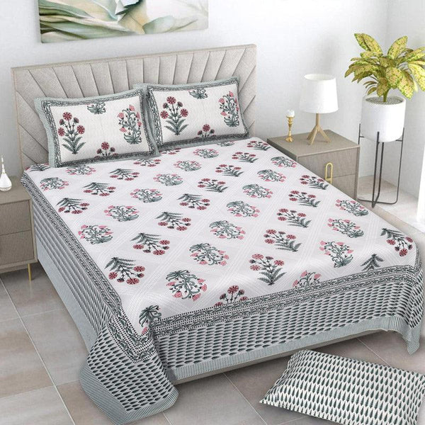 Buy Brynn Floral Bedsheet - Light Green Bedsheets from Vaaree