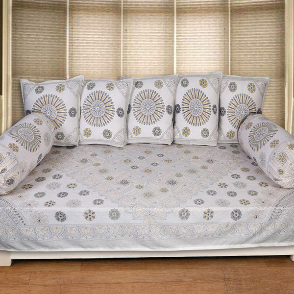 Buy Arunima Diwan Set (Grey & Beige) - Eight Piece Set Diwan Set from Vaaree