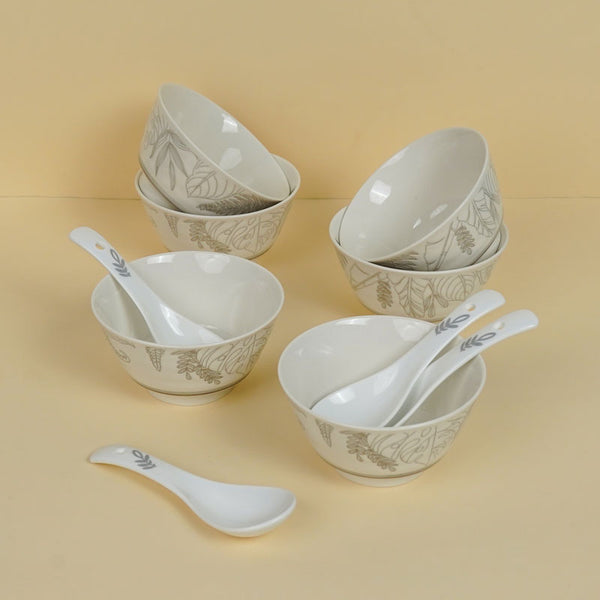 Buy Celene Soup Bowl With Spoon (250 ML) - Twelve Piece Set Soup Bowl from Vaaree