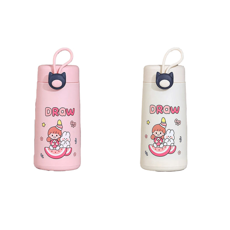 Bottle - Drow Rainbow Kids 300 ML Water Bottle (Pink & White) - Set Of Two