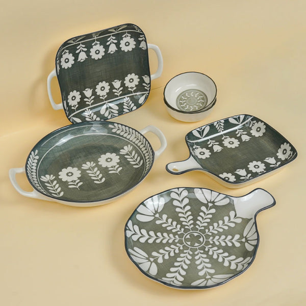 Buy Rana Floral Serving Set - Six Piece Set Dinner Set from Vaaree