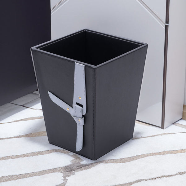 Mona Vegan Leather Dustbin - Black