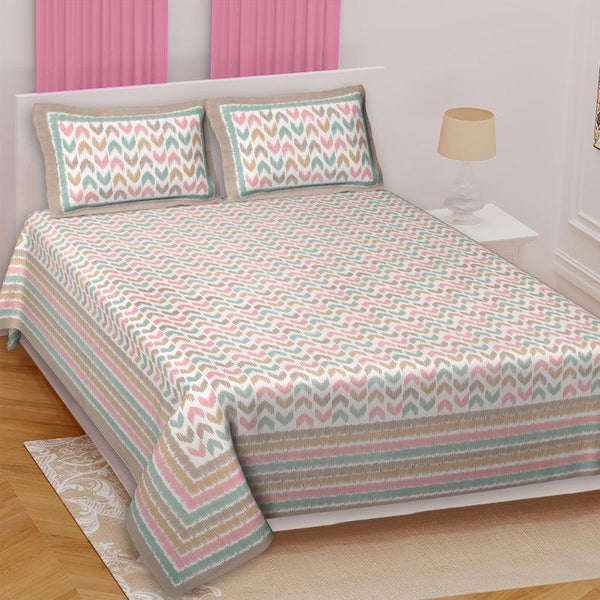 Buy Vance Abstract Bedsheet - Blue & Peach Bedsheets from Vaaree