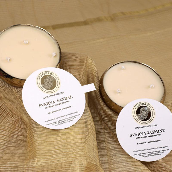 Buy Enchanta Sandalwood and Jasmine Scented Candle - Set Of Two Candles from Vaaree